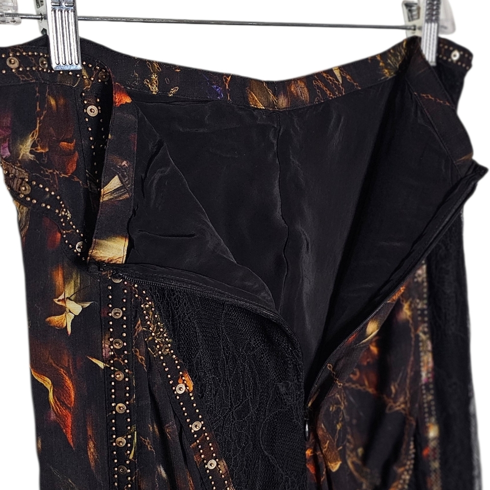 All Saints Black Lace Bryn Studded Maxi Half Sheer Skirt Boho Emo Whimsigoth 8 - Picture 5 of 10